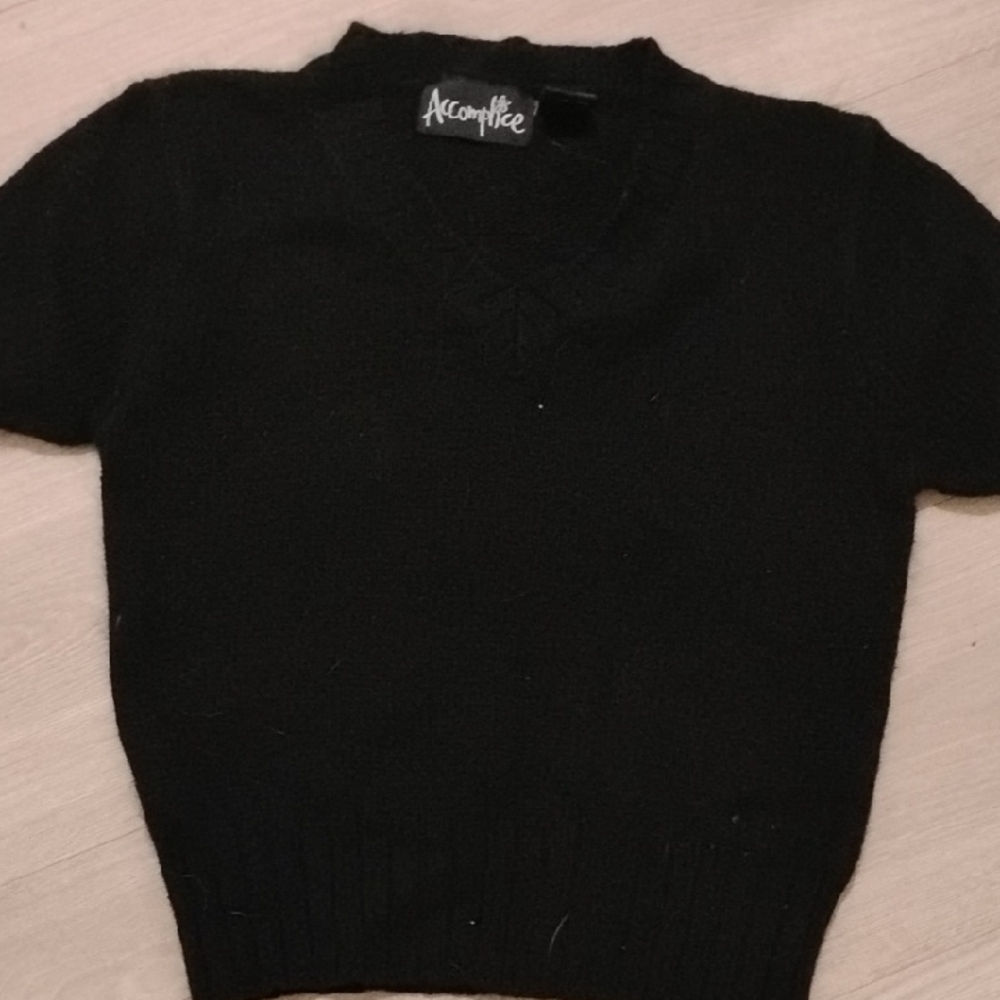 Accomplice Black Women's Sweater Silk Small Crop Top